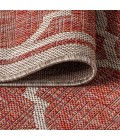 SANTA MONICA Area Rug Trebol Moroccan Trellis Textured Weave Red/Beige 2 ft. x 10 ft. Indoor/Outdoor Runner Rug