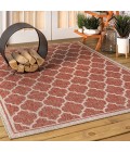 SANTA MONICA Area Rug Trebol Moroccan Trellis Textured Weave Red/Beige 4 ft. x 6 ft. Indoor/Outdoor Area Rug