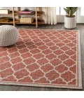 SANTA MONICA Area Rug Trebol Moroccan Trellis Textured Weave Red/Beige 4 ft. x 6 ft. Indoor/Outdoor Area Rug