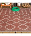 SANTA MONICA Area Rug Trebol Moroccan Trellis Textured Weave Red/Beige 4 ft. x 6 ft. Indoor/Outdoor Area Rug
