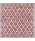 Trebol Moroccan Trellis Textured Weave Red/Beige 5' Square Indoor/Outdoor Area Rug