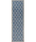 Trebol Moroccan Trellis Textured Weave Navy/Gray 2 ft. x 10 ft. Indoor/Outdoor Runner Rug