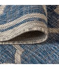 Trebol Moroccan Trellis Textured Weave Navy/Gray 2 ft. x 10 ft. Indoor/Outdoor Runner Rug