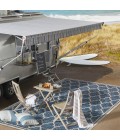Trebol Moroccan Trellis Textured Weave Navy/Gray 2 ft. x 10 ft. Indoor/Outdoor Runner Rug