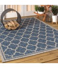 SANTA MONICA Area Rug Trebol Moroccan Trellis Textured Weave Navy/Gray 9 ft. x 12 ft. Indoor/Outdoor Area Rug