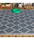 SANTA MONICA Area Rug Trebol Moroccan Trellis Textured Weave Navy/Gray 9 ft. x 12 ft. Indoor/Outdoor Area Rug