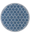 SANTA MONICA Area Rug Trebol Moroccan Trellis Textured Weave Navy/Gray 5' Round Indoor/Outdoor Area Rug