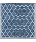 Trebol Moroccan Trellis Textured Weave Navy/Gray 5' Square Indoor/Outdoor Area Rug