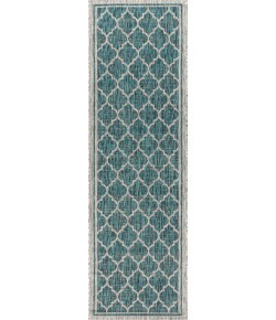 Jonathany Santa Monica SMB109E Teal/Gray Area Rug 2 ft. 2 in. X 8 ft. Runner