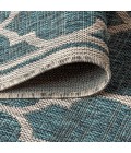 Trebol Moroccan Trellis Textured Weave Teal/Gray 2 ft. x 8 ft. Indoor/Outdoor Runner Rug