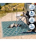 Trebol Moroccan Trellis Textured Weave Teal/Gray 2 ft. x 8 ft. Indoor/Outdoor Runner Rug