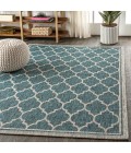 SANTA MONICA Area Rug Trebol Moroccan Trellis Textured Weave Teal/Gray 4 ft. x 6 ft. Indoor/Outdoor Area Rug