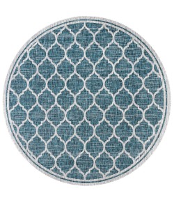 Jonathany Santa Monica SMB109E Teal/Gray Area Rug 5 ft. 3 in. X 5 ft. 3 in. Round