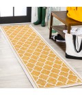 SANTA MONICA Area Rug Trebol Moroccan Trellis Textured Weave Yellow/Cream 2 ft. x 10 ft. Indoor/Outdoor Runner Rug
