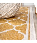 SANTA MONICA Area Rug Trebol Moroccan Trellis Textured Weave Yellow/Cream 2 ft. x 10 ft. Indoor/Outdoor Runner Rug