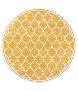 Jonathany Santa Monica SMB109F Yellow/Cream Area Rug 5 ft. 3 in. X 5 ft. 3 in. Round