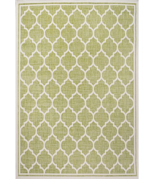 SANTA MONICA Area Rug Trebol Moroccan Trellis Textured Weave Green/Cream 8 ft. x 10 ft. Indoor/Outdoor Area Rug