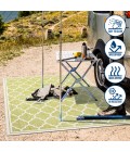 Trebol Moroccan Trellis Textured Weave Green/Cream 2 ft. x 8 ft. Indoor/Outdoor Runner Rug