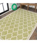 SANTA MONICA Area Rug Trebol Moroccan Trellis Textured Weave Green/Cream 8 ft. x 10 ft. Indoor/Outdoor Area Rug