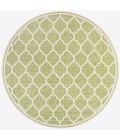 Trebol Moroccan Trellis Textured Weave Green/Cream 5' Round Indoor/Outdoor Area Rug