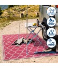 SANTA MONICA Area Rug Trebol Moroccan Trellis Textured Weave Fuchsia/Light Gray 2 ft. x 8 ft. Indoor/Outdoor Runner Rug