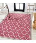 SANTA MONICA Area Rug Trebol Moroccan Trellis Textured Weave Fuchsia/Light Gray 5 ft. x 8 ft. Indoor/Outdoor Area Rug