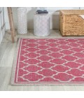 SANTA MONICA Area Rug Trebol Moroccan Trellis Textured Weave Fuchsia/Light Gray 5 ft. x 8 ft. Indoor/Outdoor Area Rug
