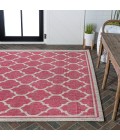SANTA MONICA Area Rug Trebol Moroccan Trellis Textured Weave Fuchsia/Light Gray 5 ft. x 8 ft. Indoor/Outdoor Area Rug