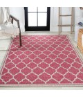 SANTA MONICA Area Rug Trebol Moroccan Trellis Textured Weave Fuchsia/Light Gray 5 ft. x 8 ft. Indoor/Outdoor Area Rug