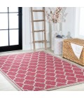 SANTA MONICA Area Rug Trebol Moroccan Trellis Textured Weave Fuchsia/Light Gray 5 ft. x 8 ft. Indoor/Outdoor Area Rug