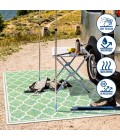 SANTA MONICA Area Rug Trebol Moroccan Trellis Textured Weave Cream/Green 5' Square Indoor/Outdoor Area Rug