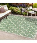 SANTA MONICA Area Rug Trebol Moroccan Trellis Textured Weave Cream/Green 4 ft. x 6 ft. Indoor/Outdoor Area Rug