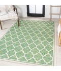SANTA MONICA Area Rug Trebol Moroccan Trellis Textured Weave Cream/Green 4 ft. x 6 ft. Indoor/Outdoor Area Rug