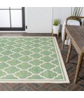 SANTA MONICA Area Rug Trebol Moroccan Trellis Textured Weave Cream/Green 4 ft. x 6 ft. Indoor/Outdoor Area Rug