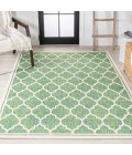 SANTA MONICA Area Rug Trebol Moroccan Trellis Textured Weave Cream/Green 4 ft. x 6 ft. Indoor/Outdoor Area Rug
