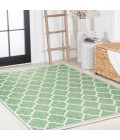 SANTA MONICA Area Rug Trebol Moroccan Trellis Textured Weave Cream/Green 4 ft. x 6 ft. Indoor/Outdoor Area Rug