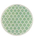 SANTA MONICA Area Rug Trebol Moroccan Trellis Textured Weave Cream/Green 5' Round Indoor/Outdoor Area Rug