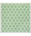 SANTA MONICA Area Rug Trebol Moroccan Trellis Textured Weave Cream/Green 5' Square Indoor/Outdoor Area Rug
