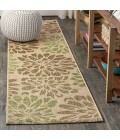 SANTA MONICA Area Rug Zinnia Modern Floral Textured Weave Sage/Brown 2 ft. x 8 ft. Indoor/Outdoor Runner Rug
