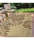 SANTA MONICA Area Rug Zinnia Modern Floral Textured Weave Sage/Brown 8 ft. x 10 ft. Indoor/Outdoor Area Rug