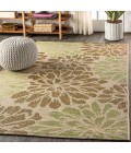 SANTA MONICA Area Rug Zinnia Modern Floral Textured Weave Sage/Brown 8 ft. x 10 ft. Indoor/Outdoor Area Rug