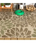 SANTA MONICA Area Rug Zinnia Modern Floral Textured Weave Sage/Brown 8 ft. x 10 ft. Indoor/Outdoor Area Rug