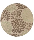 SANTA MONICA Area Rug Zinnia Modern Floral Textured Weave Sage/Brown 5' Round Indoor/Outdoor Area Rug