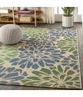 SANTA MONICA Area Rug Zinnia Modern Floral Textured Weave Navy/Green 9 ft. x 12 ft. Indoor/Outdoor Area Rug