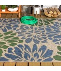 SANTA MONICA Area Rug Zinnia Modern Floral Textured Weave Navy/Green 9 ft. x 12 ft. Indoor/Outdoor Area Rug