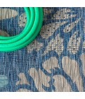 SANTA MONICA Area Rug Zinnia Modern Floral Textured Weave Navy/Aqua 5' Square Indoor/Outdoor Area Rug