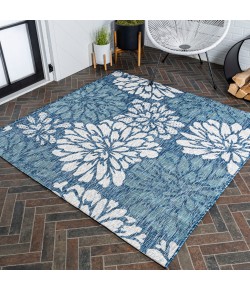 Jonathany Santa Monica SMB110C Navy/Aqua Area Rug 6 ft. 7 in. X 6 ft. 7 in. Square