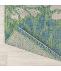 SANTA MONICA Area Rug Zinnia Modern Floral Textured Weave Cream/Green 5' Square Indoor/Outdoor Area Rug