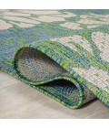 SANTA MONICA Area Rug Zinnia Modern Floral Textured Weave Cream/Green 5' Square Indoor/Outdoor Area Rug
