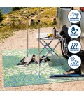 SANTA MONICA Area Rug Zinnia Modern Floral Textured Weave Cream/Green 5' Square Indoor/Outdoor Area Rug